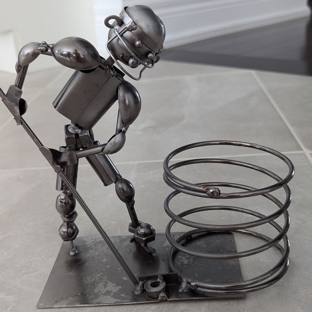 2/$35 Hockey player Decor Metal wine bottle holder